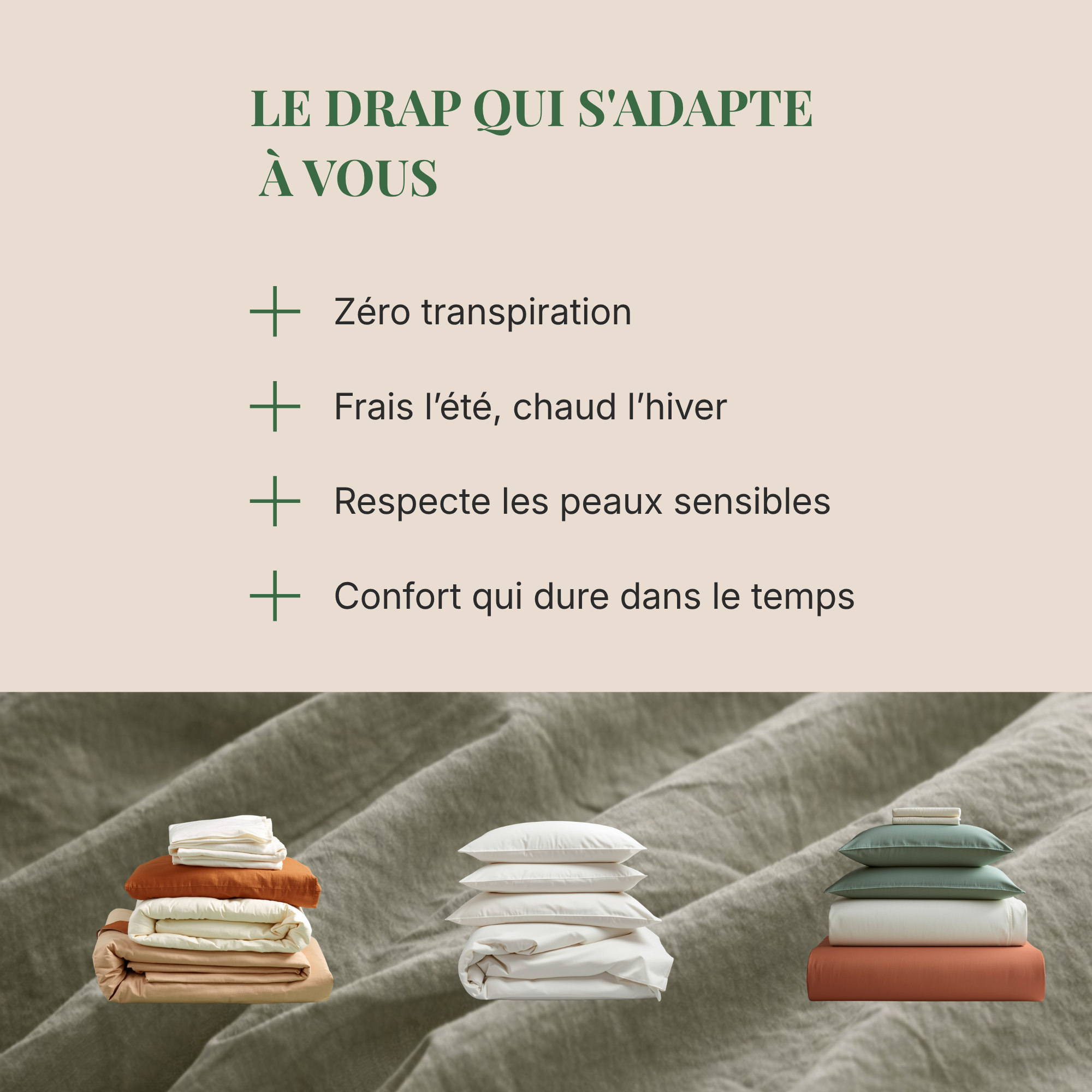 Draps en percale de coton bio GOTS