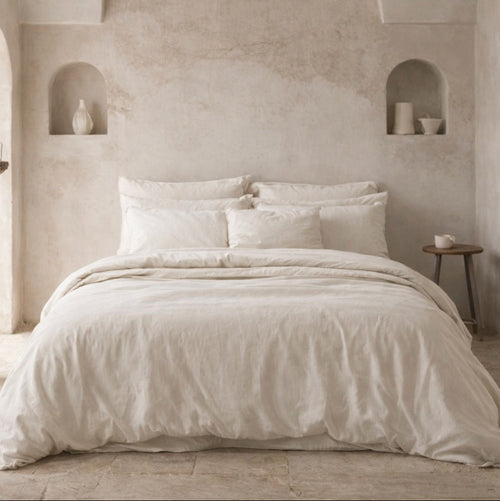Parure de lit en percale de coton biologique certifiée GOTS — Ivoire