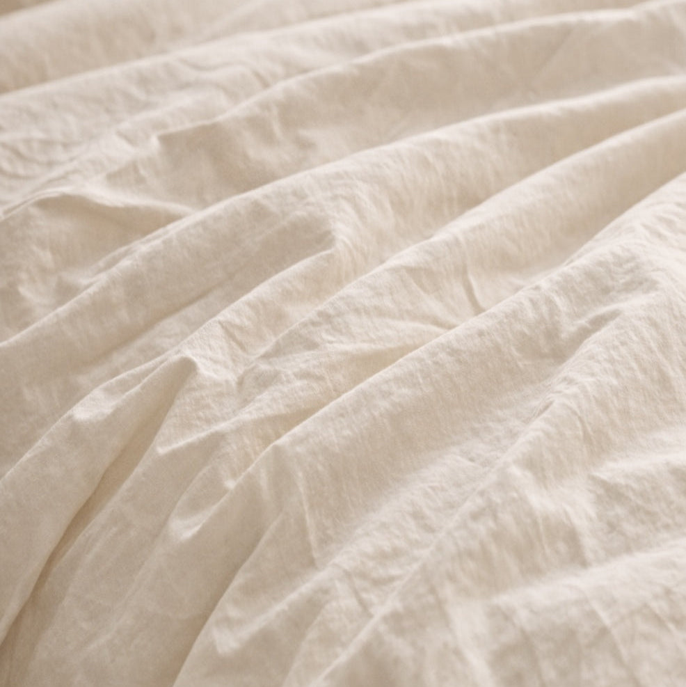 Parure de lit en percale de coton biologique certifiée GOTS — Ivoire