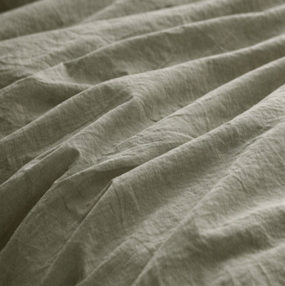 Parure de lit en percale de coton biologique certifiée GOTS — Vert sauge