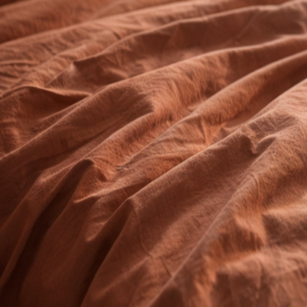 Parure de lit en percale de coton biologique certifiée GOTS — Terracotta